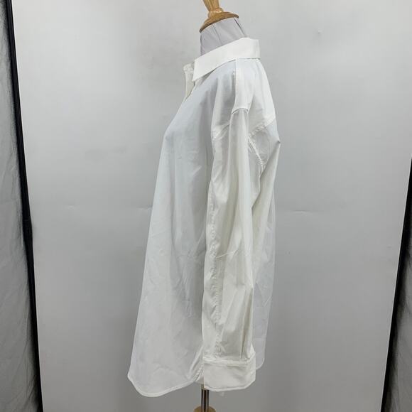 Athleta Shirt Womens M Medium White Oversized Poplin Button Up Long Sleeve Top - Picture 3 of 10